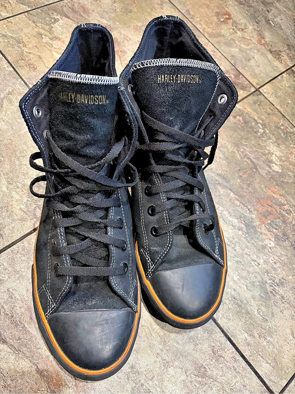 Harley-Davidson Men's Nathan Chrome High-Top Black Canvas Sneakers Nathan Chrome